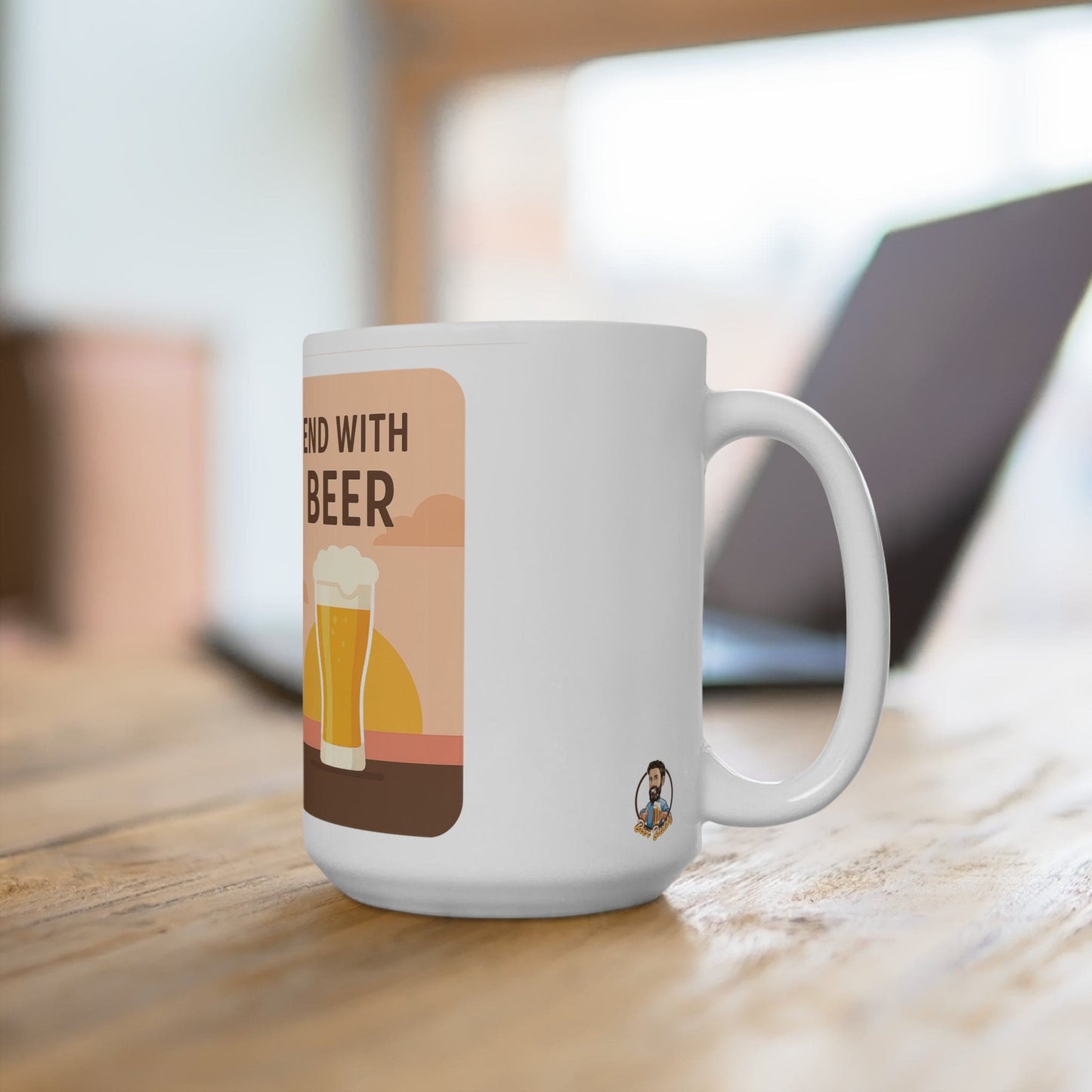 Coffee and Beer Ceramic coffee cup - "Start with Coffee, end with beer"