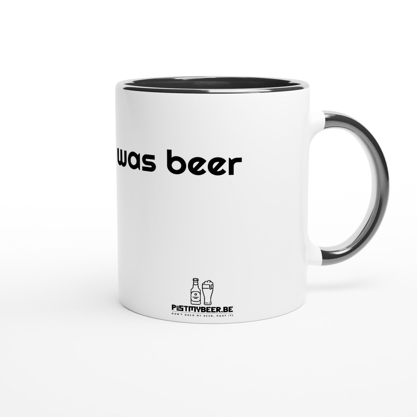 Tasse en céramique blanche 30cl avec intérieur coloré  postmybeer